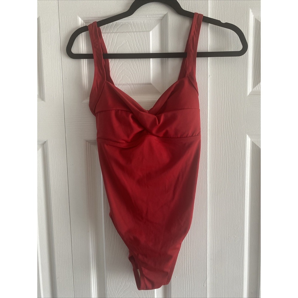 Cazimi Twist Front One Piece Swimsuit Womens Size 10 Red Vintage Retro Beachwear